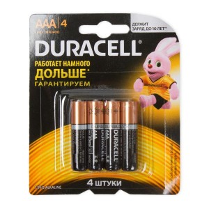 Батарейка алкалиновая DURACELL LR03 AAA BL4 (40шт в кор.)