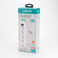 Сетевой фильтр MIVO MC-403, 2м 4 гнезда + 3 USB + 1 TYPE C CQ3.0+PD 20W, с переключателем, заземление 16A