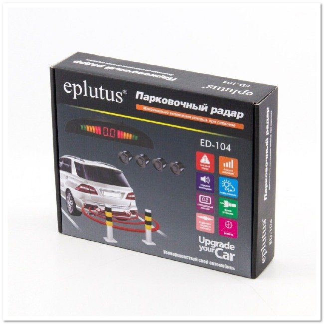 Парктроник 4 датчика с экраном, со звуком Eplutus ED-104 (черный)
