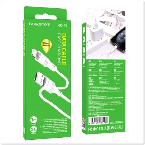 Кабель Lightning  BOROFONE BX43 2.4А (1М) (круглый) Кабель Lightning  BOROFONE BX43 2.4А (1М) (круглый)