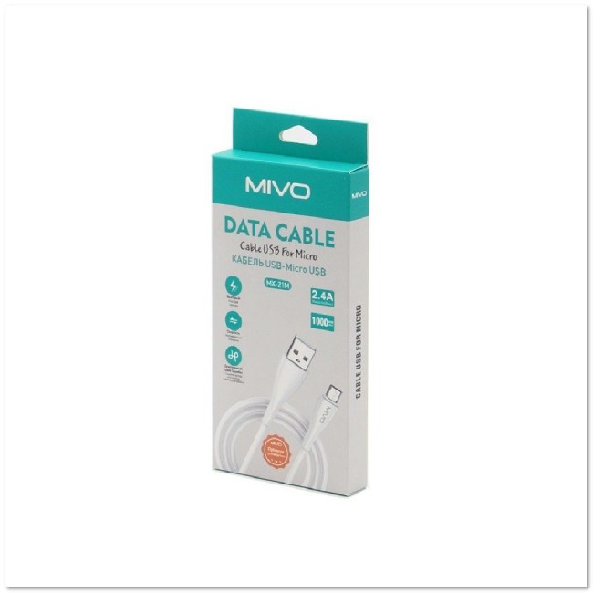 Кабель micro USB MIVO MX-21 (L=1M) 2.4A