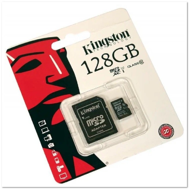 MicroSD Kingstone 128 Гб 10 класс с SD-адаптером COPY