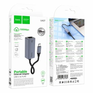 Переходник  HOCO UA37 Type-C на RJ45 (1000 Mbps) 1,2м