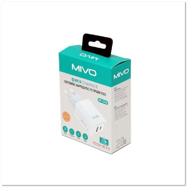 СЗУ MIVO MP-322Q с USB+TYPE-C портами Q3.0 20W