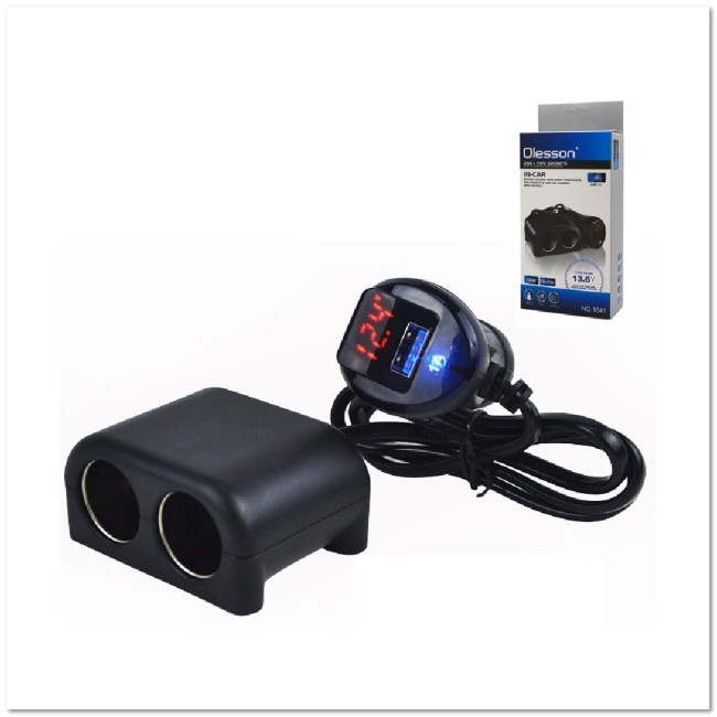 Автомоб. разветвитель Olesson на 2 прикур-ля + USB (12/24 V) 1641 LED-дисплей