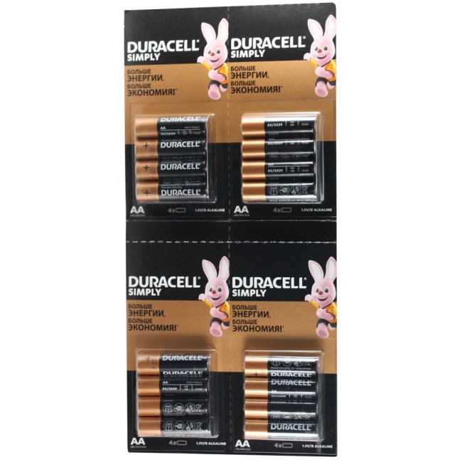 Батарейка алкалиновая DURACELL LR6 AA BL4