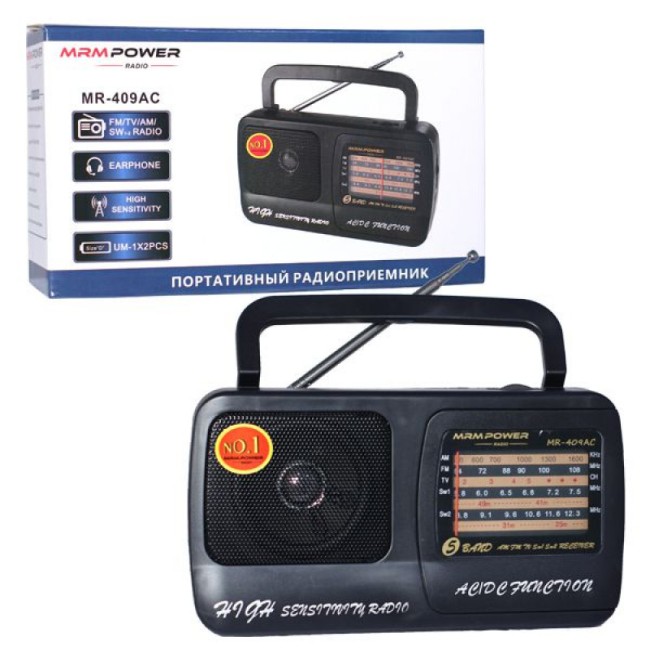 Радиоприемник MR-409 (питание сетевое 220 V, батарейки R20)