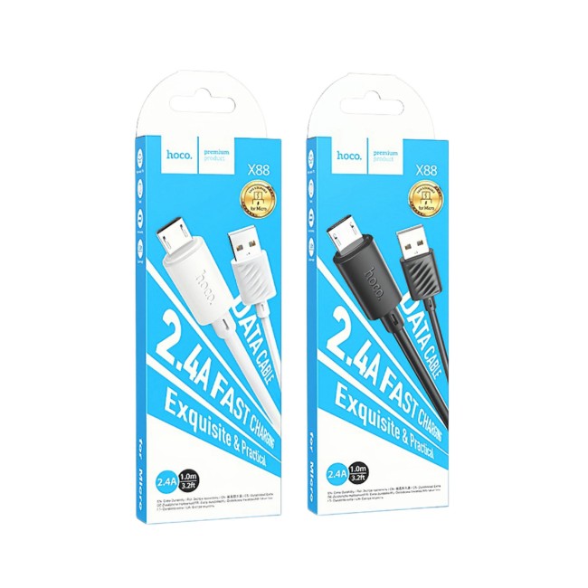Кабель micro USB HOCO X88  2.4А (L=2М) круглый