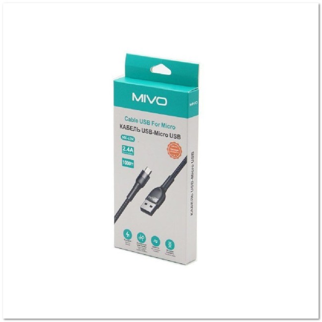 Кабель micro USB MIVO MX-41 (L=1M) 2.4A
