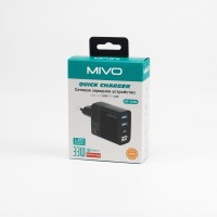 СЗУ MIVO MР-300Q с 2-мя USB+TYPE-C-портами  PD+QC3.0 33W LED-дисплей БЫСТРЫЙ ЗАРЯД