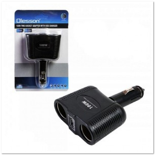 Автомоб. разветвитель Olesson на 2 прикур-ля + USB (12/24 V) 1646