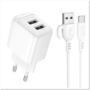 СЗУ BOROFONE BAS41A с 2-мя USB + кабель TYPE-C 2.4A 12W СЗУ BOROFONE BAS41A с 2-мя USB + кабель TYPE-C 2.4A 12W