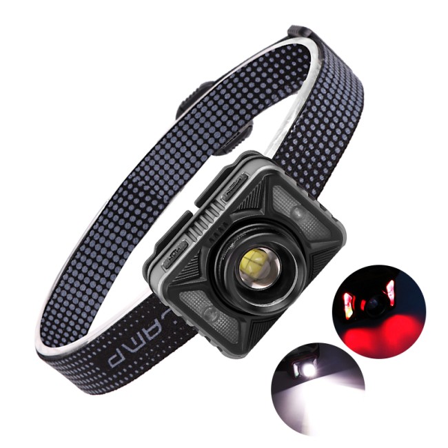 Фонарь налобный Патриот PT-FLG32 (LED, 3 с/д,  дат. движ, встроен. АКБ, 4 режимов, вращ.90гр)