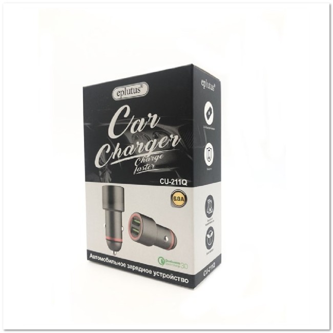 АЗУ EPLUTUS СU-211Q с 2-мя USB QC3.0 36W метал.