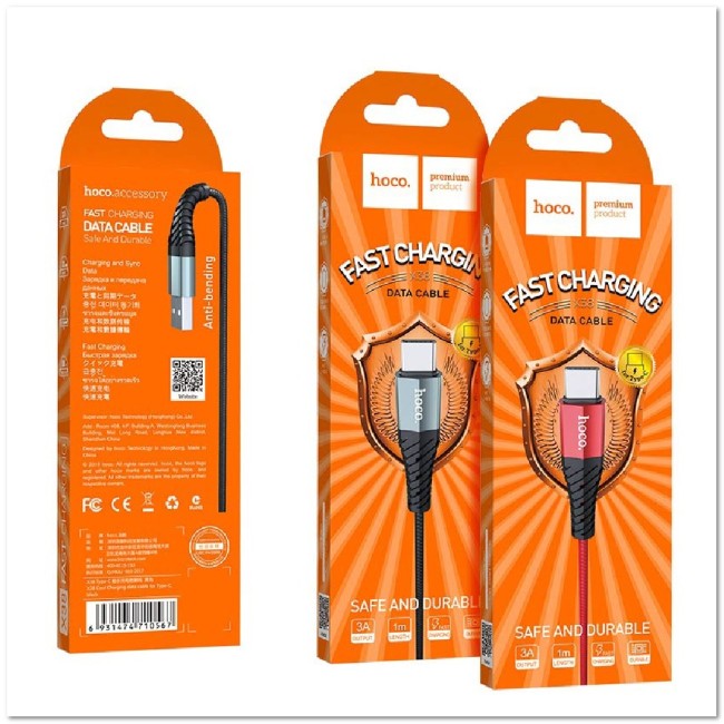 Кабель micro USB HOCO X38  2.4A (L=1M) нейлоновая оплетка