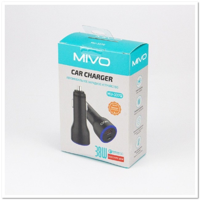 АЗУ MIVO MU-337Q с USB+TYPE-C-портами PD+QC3.0 38W