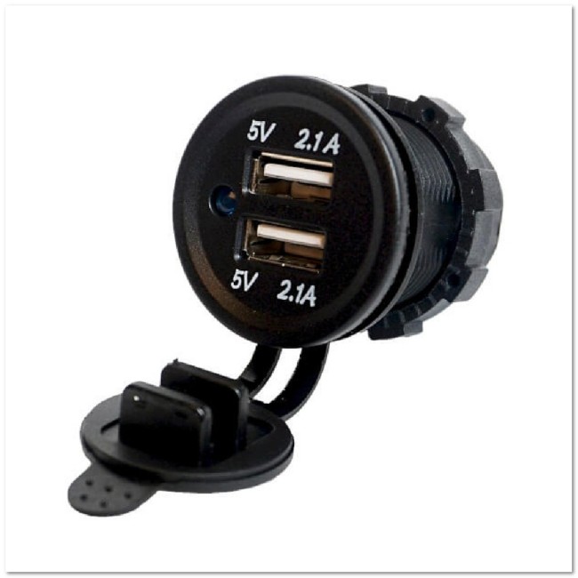 Встраиваемый разъем USB в авто (круглый) SC11 12-24V 2USB 4.2A