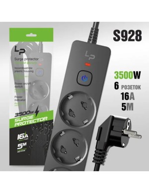 Сетевой фильтр LP5165 6 гнезд 5м с переключателем, заземление 16А Сетевой фильтр LP5165 6 гнезд 5м с переключателем, заземление 16А