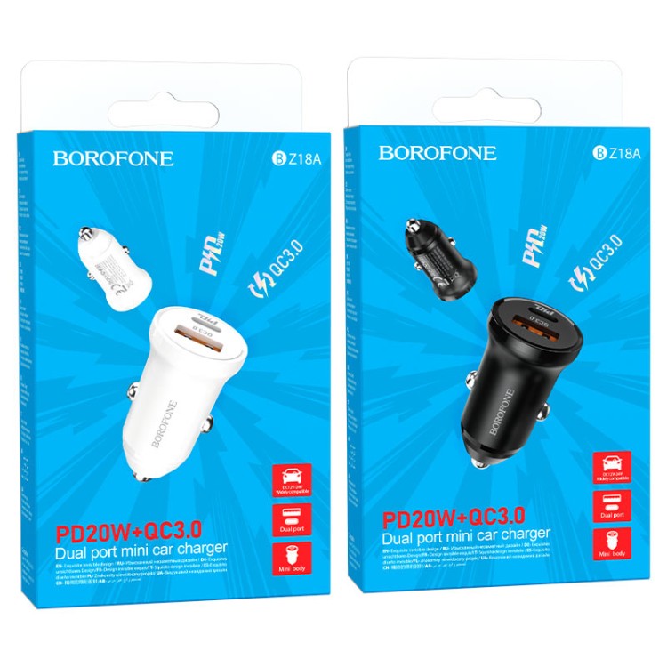 АЗУ BOROFONE BZ18A с USB+TYPE-C-портами QC3.0 PD20W