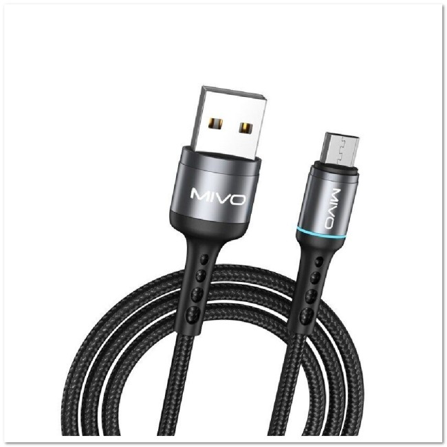 Кабель micro USB MIVO MX-45 (L=1M) 2.4A с нейлоновой оплеткой, LED-индикация