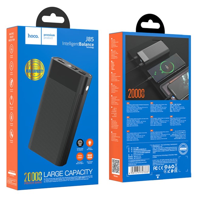POWER-BANK HOCO J85 20000 mAh 2 USB, micro USB, TYPE-C, LED-дисплей