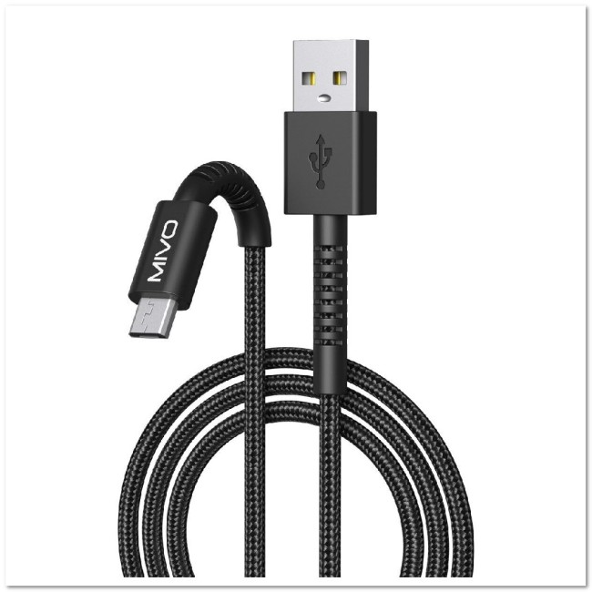 Кабель micro USB MIVO MX-47 (L=1M) 2.4A с нейлоновой оплёткой и защитой от изломов