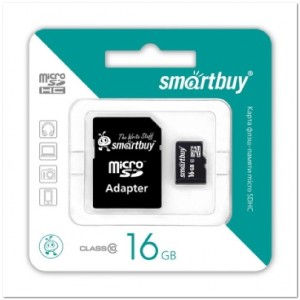MicroSD Smartbuy3 16 Гб с SD-адаптером 10 класс MicroSD Smartbuy3 16 Гб с SD-адаптером 10 класс