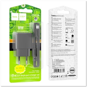 СЗУ HOCO CS12А с USB + кабель TYPE-C CQ3.0 18W СЗУ HOCO CS12А с USB + кабель TYPE-C CQ3.0 18W