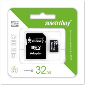 MicroSD Smartbuy4 32 Гб с SD-адаптером 10 класс MicroSD Smartbuy4 32 Гб с SD-адаптером 10 класс