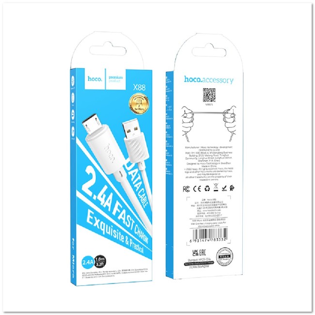 Кабель micro USB HOCO X88 2.4А (L=1М) круглый Кабель micro USB HOCO X88 2.4А (L=1М) круглый
