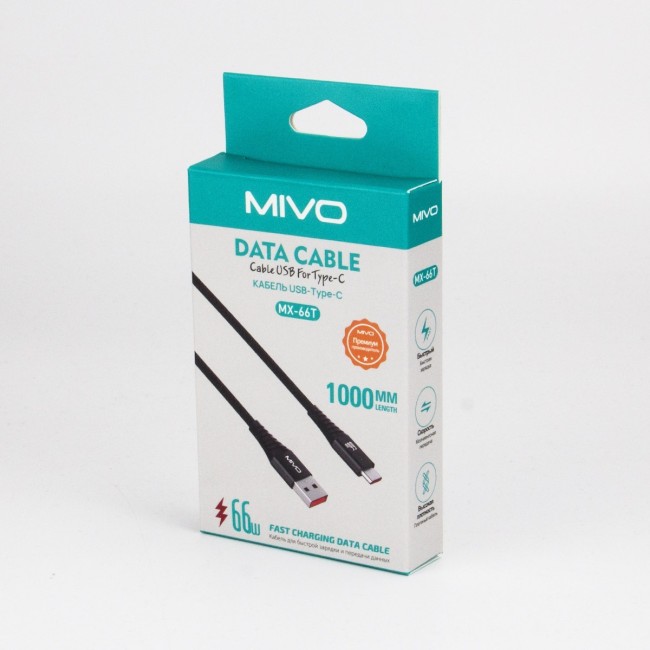 Кабель TYPE C MIVO MX-66 (L=1M) 3A 66W (турбо заряд) нейлоновая оплетка