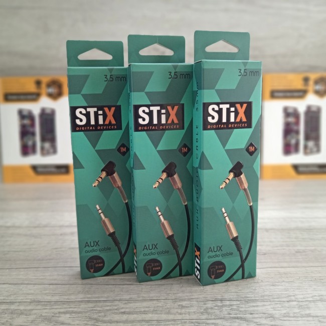 Кабель AUX STiX S-02 ВИТОЙ угловой резиновый 1,5 метра  в коробке Кабель AUX STiX S-02 ВИТОЙ угловой резиновый 1,5 метра  в коробке