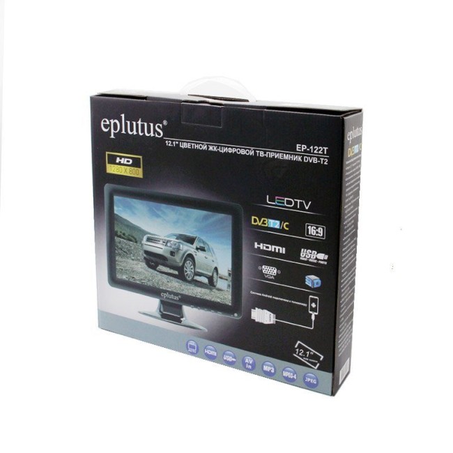 Портативный ЖК телевизор с цифровым тюнером DVB-T2 Eplutus EP-122T (дисп.12'.1' ,разрешение 1440*1080)