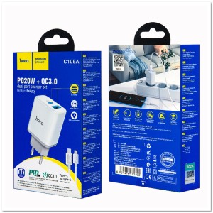 CЗУ HOCO C105A c USB+TYPE-С портами Q3.0 PD20W
