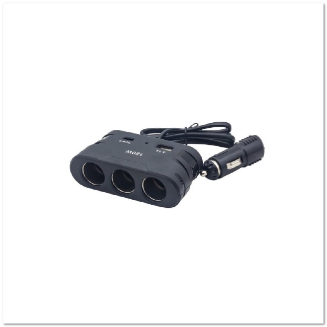 Автомоб. разветвитель Olesson на 3 прикур-ля + 1 USB + TYPE-C (12/24 V) 2013
