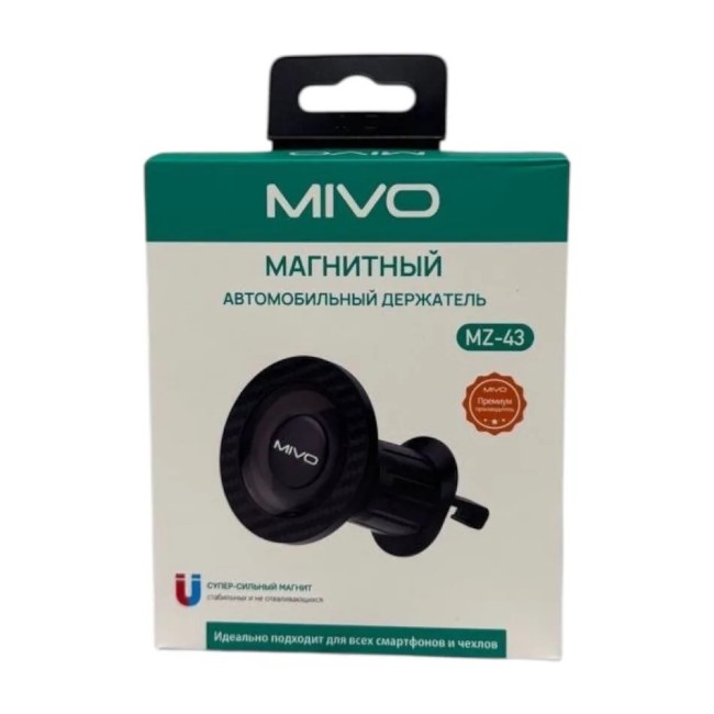 Автодержатель магнитный MIVO MZ43 в дефлектор ЗАКРУЧИВАЮЩИЙСЯ ЗАЖИМ