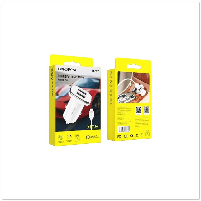 АЗУ micro USB BOROFONE с 2-мя USB  BZ12 (2.4A) блок + кабель
