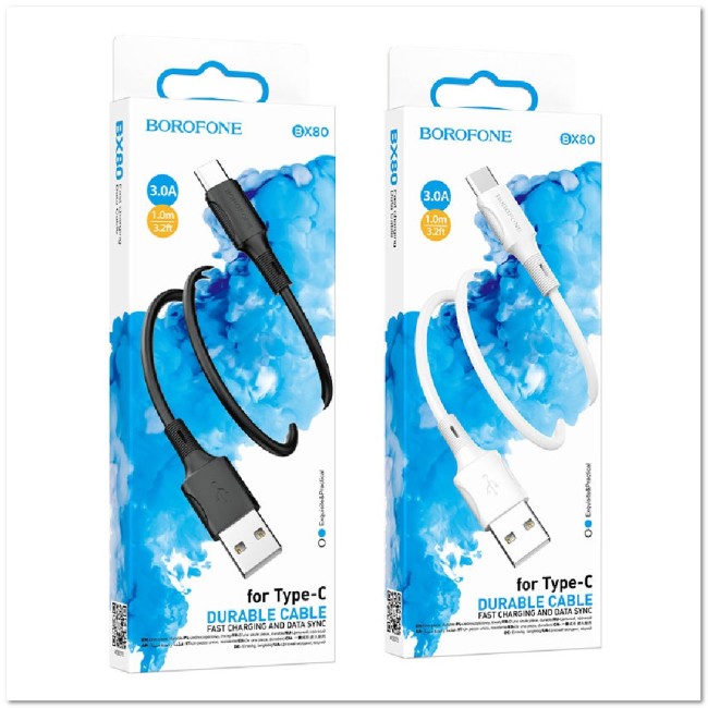 Кабель TYPE C BOROFONE BX80 3А (1М) (круглый)