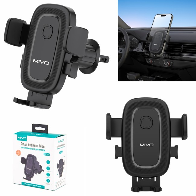 Автодержатель MIVO MZ44 в дефлектор, крючковой ЗАКРУЧИВАЮЩИЙСЯ ЗАЖИМ