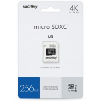 MicroSD Smartbuy6 256 Гб с SD-адаптером 10 класс U3 V30 A1 UHS-I (90/55 Mb/s)