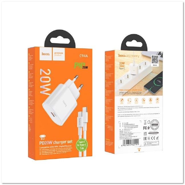 СЗУ HOCO C94A c TYPE-C + кабель TYPE-C  PD20W