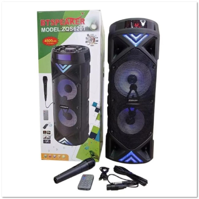 Напольная bluetooth колонка JQS-6201 30W(2*15W/4500 mAh) с микрофоном