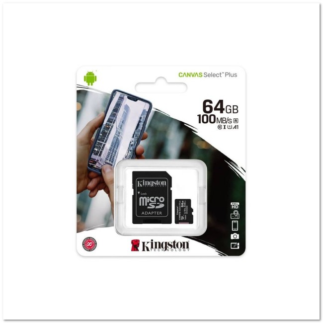 MicroSD Kingstone 64 Гб 10 класс с SD-адаптером COPY