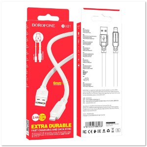 Кабель Lightning  BOROFONE BX81 2.4А (1М) (круглый) толщина 6мм