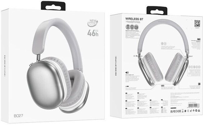 Полноразмерные BLUETOOTH наушники BOROFONE BО27 SILVER