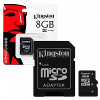 MicroSD Kingstone 8 Гб 10 класс с SD-адаптером