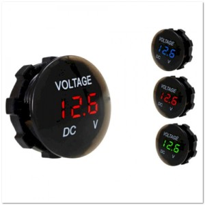 Врезной вольтметр в авто (круглый) SKU-2029 12-24V