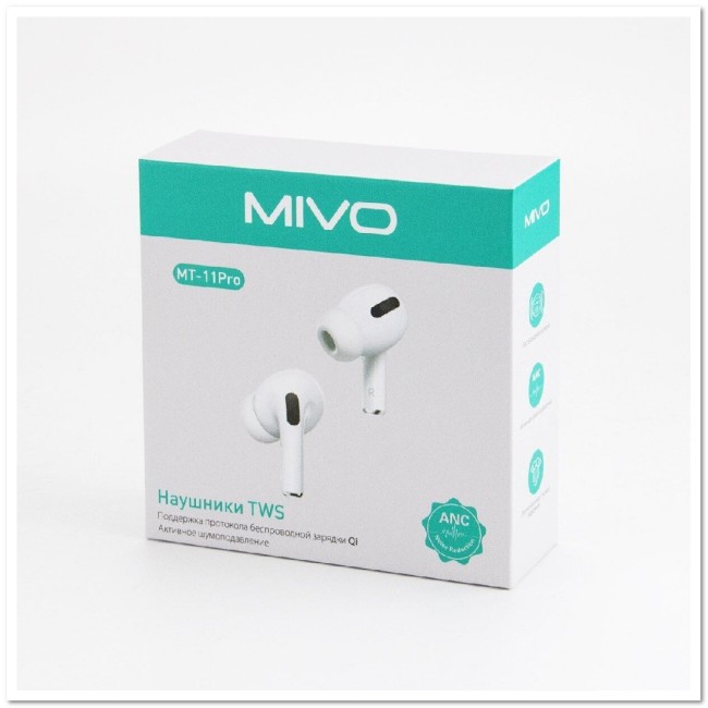 Беспроводные наушники MIVO MT-11 PRO TWS WHITE (поддержка зарядки: Qi)