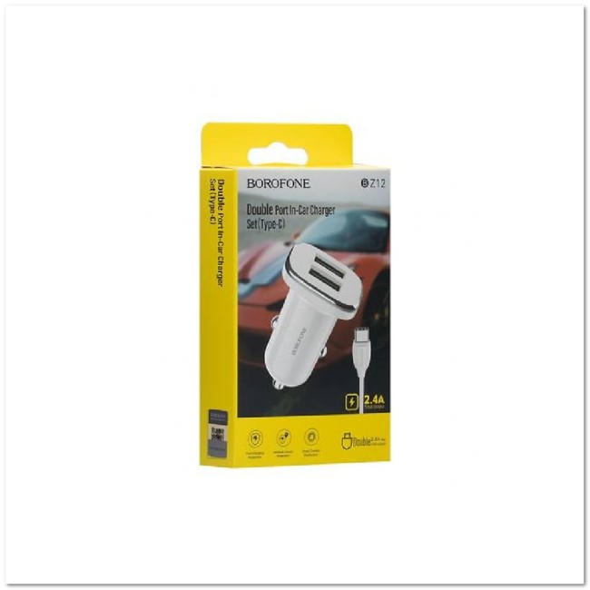 АЗУ TYPE-C BOROFONE с 2-мя USB  BZ12 (2.4A) блок + кабель
