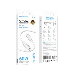 1Кабель TYPE C на TYPE C BOROFONE  BХ112 3А, PD60W, ПВХ, 1м